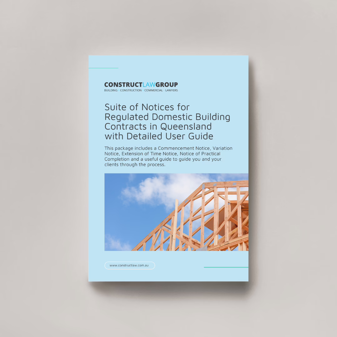 Suite of Notices for Regulated Domestic Building Contracts in Queensland with Detailed User Guide